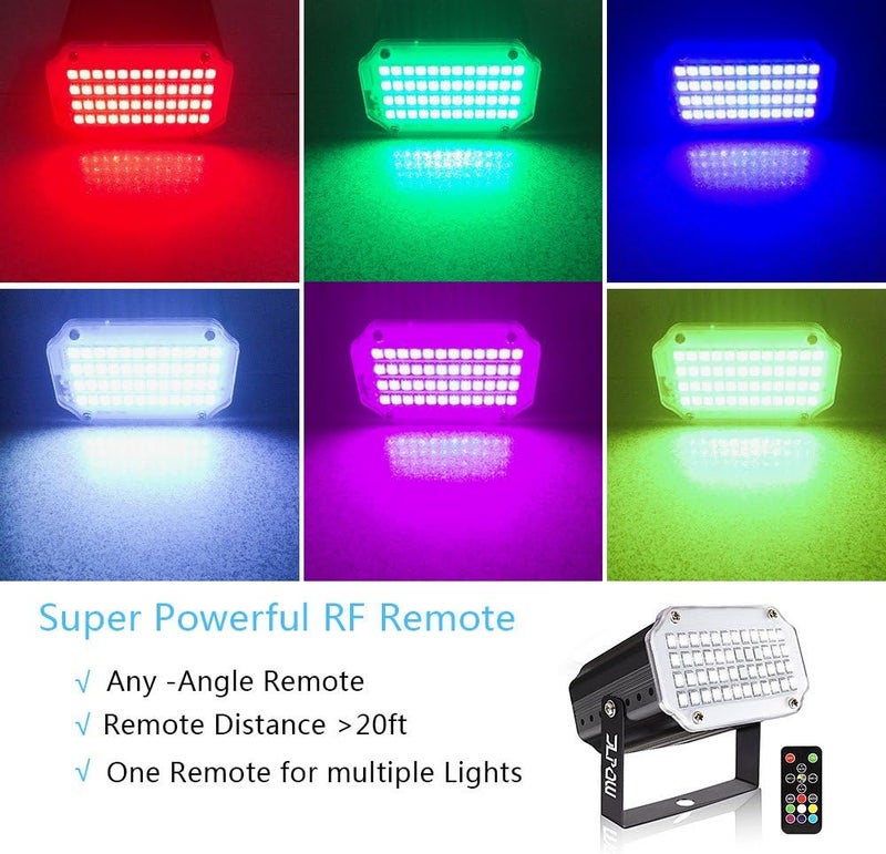 JLPOW ضوء ستروب هالوين مع جهاز تحكم عن بعد، أضواء ستروب LED صغيرة تعمل بالصوت، 48 LED RGB فائقة السطوع، إضاءة مسرح بالتحكم عن بعد، الأفضل لحفلات المنزل وعروض الدي جي ونوادي الديسكو والرقص (عبوة من 2) - Image 5